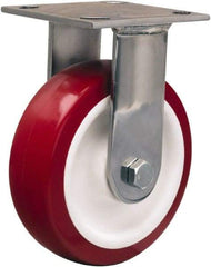 Hamilton - 6" Diam x 2" Wide x 7-1/2" OAH Top Plate Mount Rigid Caster - Polyurethane Mold on Polypropylene, 800 Lb Capacity, Delrin Bearing, 3-3/4 x 4-1/2" Plate - Apex Tool & Supply