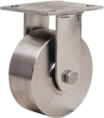 Hamilton - 5" Diam x 2" Wide x 6-1/2" OAH Top Plate Mount Rigid Caster - Forged Steel, 800 Lb Capacity, Delrin Bearing, 3-3/4 x 4-1/2" Plate - Apex Tool & Supply