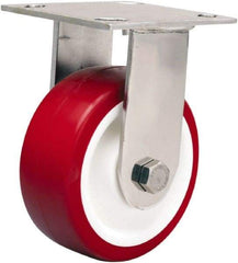 Hamilton - 5" Diam x 2" Wide x 6-1/2" OAH Top Plate Mount Rigid Caster - Polyurethane Mold on Polypropylene, 800 Lb Capacity, Delrin Bearing, 3-3/4 x 4-1/2" Plate - Apex Tool & Supply