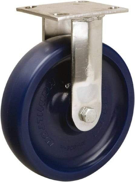 Hamilton - 8" Diam x 2" Wide x 9-1/2" OAH Top Plate Mount Rigid Caster - Polyurethane, 800 Lb Capacity, Delrin Bearing, 3-3/4 x 4-1/2" Plate - Apex Tool & Supply