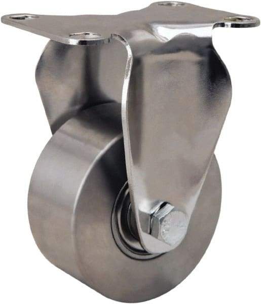 Hamilton - 3" Diam x 1-3/8" Wide x 4-5/8" OAH Top Plate Mount Rigid Caster - Forged Steel, 325 Lb Capacity, Stainless Steel Precision Ball Bearing, 2-3/8 x 3-5/8" Plate - Apex Tool & Supply