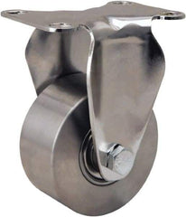 Hamilton - 3" Diam x 1-3/8" Wide x 4-5/8" OAH Top Plate Mount Rigid Caster - Forged Steel, 325 Lb Capacity, Stainless Steel Precision Ball Bearing, 2-3/8 x 3-5/8" Plate - Apex Tool & Supply