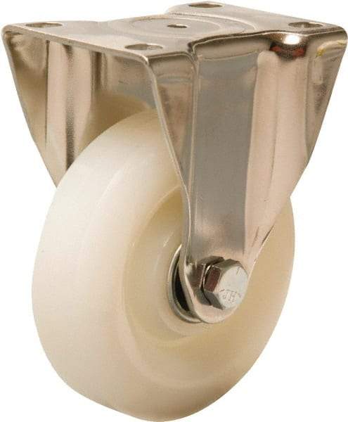 Hamilton - 4" Diam x 1-1/4" Wide x 5-1/8" OAH Top Plate Mount Rigid Caster - Nylon, 325 Lb Capacity, Plain Bore Bearing, 2-3/8 x 3-5/8" Plate - Apex Tool & Supply