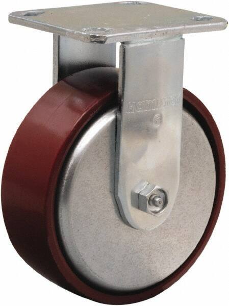 Hamilton - 6" Diam x 2" Wide x 7-1/2" OAH Top Plate Mount Rigid Caster - Cast Iron, 800 Lb Capacity, Sealed Precision Ball Bearing, 4 x 4-1/2" Plate - Apex Tool & Supply