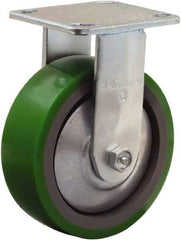 Hamilton - 6" Diam x 2" Wide x 7-1/2" OAH Top Plate Mount Rigid Caster - Polyurethane Mold onto Cast Iron Center, 900 Lb Capacity, Sealed Precision Ball Bearing, 4 x 4-1/2" Plate - Apex Tool & Supply