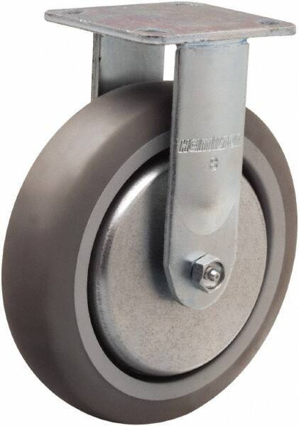 Hamilton - 8" Diam x 2" Wide x 9-1/2" OAH Top Plate Mount Rigid Caster - Rubber Mold on Polyolefin, 500 Lb Capacity, Straight Roller Bearing, 4 x 4-1/2" Plate - Apex Tool & Supply