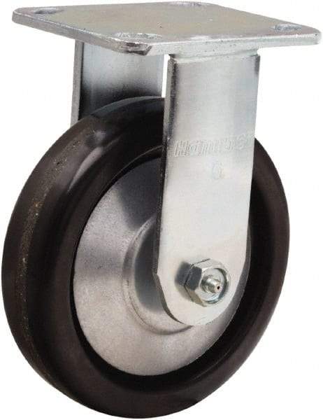 Hamilton - 6" Diam x 1-1/2" Wide x 7-1/2" OAH Top Plate Mount Rigid Caster - Phenolic, 800 Lb Capacity, Straight Roller Bearing, 4 x 4-1/2" Plate - Apex Tool & Supply