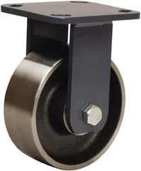 Hamilton - 5" Diam x 2" Wide x 6-1/2" OAH Top Plate Mount Rigid Caster - Forged Steel, 1,500 Lb Capacity, Tapered Roller Bearing, 4 x 4-1/2" Plate - Apex Tool & Supply