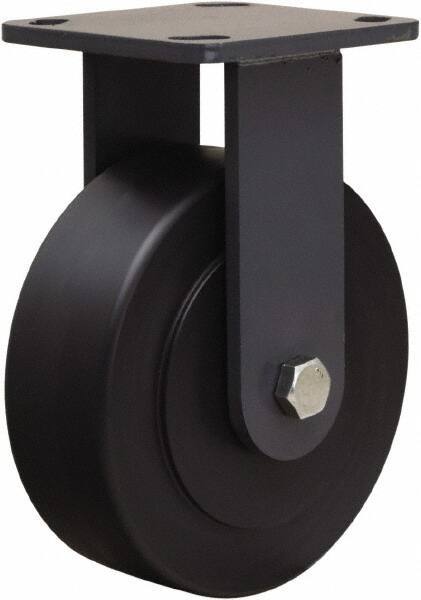 Hamilton - 6" Diam x 2" Wide x 7-1/2" OAH Top Plate Mount Rigid Caster - Nylon, 2,000 Lb Capacity, Sealed Precision Ball Bearing, 4 x 4-1/2" Plate - Apex Tool & Supply