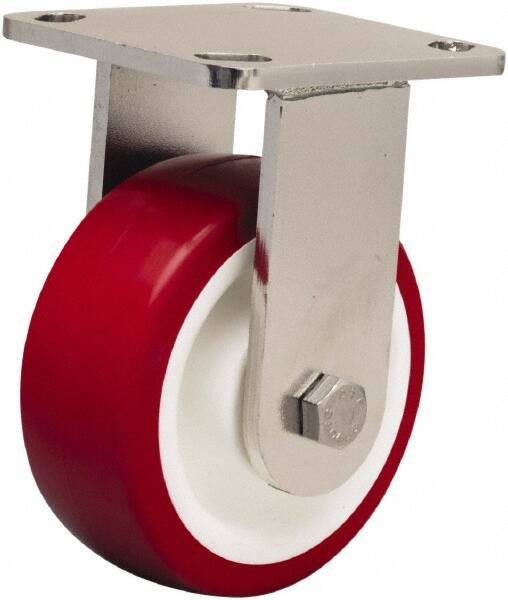 Hamilton - 5" Diam x 2" Wide x 6-1/2" OAH Top Plate Mount Rigid Caster - Polyurethane Mold on Polypropylene, 1,000 Lb Capacity, Delrin Bearing, 4 x 4-1/2" Plate - Apex Tool & Supply