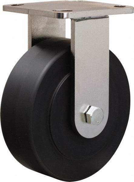 Hamilton - 6" Diam x 2" Wide x 7-1/2" OAH Top Plate Mount Rigid Caster - Nylon, 1,600 Lb Capacity, Stainless Steel Double Shielded Precision Ball Bearing, 4 x 4-1/2" Plate - Apex Tool & Supply