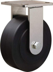 Hamilton - 6" Diam x 2" Wide x 7-1/2" OAH Top Plate Mount Rigid Caster - Nylon, 1,600 Lb Capacity, Stainless Steel Double Shielded Precision Ball Bearing, 4 x 4-1/2" Plate - Apex Tool & Supply