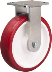 Hamilton - 8" Diam x 2" Wide x 9-1/2" OAH Top Plate Mount Rigid Caster - Polyurethane Mold on Polypropylene, 1,000 Lb Capacity, Delrin Bearing, 4 x 4-1/2" Plate - Apex Tool & Supply