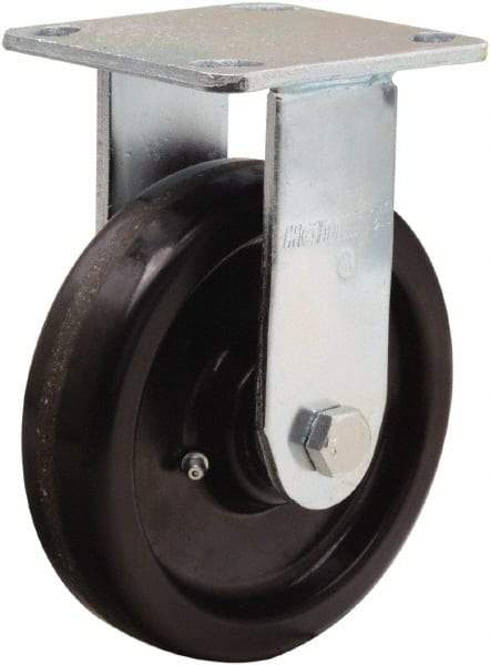 Hamilton - 6" Diam x 1-1/2" Wide x 7-1/2" OAH Top Plate Mount Rigid Caster - Phenolic, 550 Lb Capacity, Straight Roller Bearing, 4 x 4-1/2" Plate - Apex Tool & Supply
