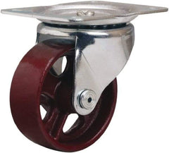 Hamilton - 4" Diam x 1-1/2" Wide x 5" OAH Top Plate Mount Swivel Caster - Cast Iron, 375 Lb Capacity, Plain Bore Bearing, 4 x 5-1/8" Plate - Apex Tool & Supply