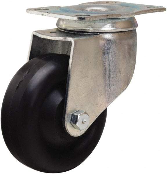 Hamilton - 3-1/2" Diam x 1-3/8" Wide x 4-13/16" OAH Top Plate Mount Swivel Caster - Polyolefin, 260 Lb Capacity, Plain Bore Bearing, 2-1/2 x 3-3/4" Plate - Apex Tool & Supply