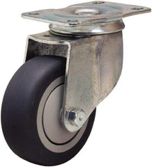 Hamilton - 3-1/2" Diam x 1-3/8" Wide x 4-13/16" OAH Top Plate Mount Swivel Caster - Rubber Mold on Polyolefin, 240 Lb Capacity, Precision Ball Bearing, 2-1/2 x 3-3/4" Plate - Apex Tool & Supply