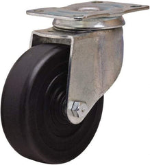 Hamilton - 4" Diam x 1-1/4" Wide x 5" OAH Top Plate Mount Swivel Caster - Hard Rubber, 250 Lb Capacity, Self-Lubricating Bearing, 2-1/2 x 3-3/4" Plate - Apex Tool & Supply
