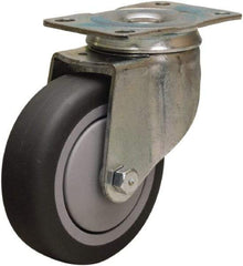 Hamilton - 4" Diam x 1-3/8" Wide x 5" OAH Top Plate Mount Swivel Caster - Rubber Mold on Polyolefin, 250 Lb Capacity, Precision Ball Bearing, 2-1/2 x 3-3/4" Plate - Apex Tool & Supply