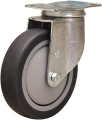 Hamilton - 5" Diam x 1-3/8" Wide x 6-1/16" OAH Top Plate Mount Swivel Caster - Rubber Mold on Polyolefin, 275 Lb Capacity, Precision Ball Bearing, 2-1/2 x 3-3/4" Plate - Apex Tool & Supply