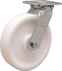 Hamilton - 8" Diam x 2" Wide x 9-1/2" OAH Top Plate Mount Swivel Caster - Polyolefin, 900 Lb Capacity, Delrin Bearing, 4 x 4-1/2" Plate - Apex Tool & Supply