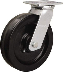 Hamilton - 8" Diam x 2" Wide x 9-1/2" OAH Top Plate Mount Swivel Caster - Phenolic, 900 Lb Capacity, Straight Roller Bearing, 4 x 4-1/2" Plate - Apex Tool & Supply