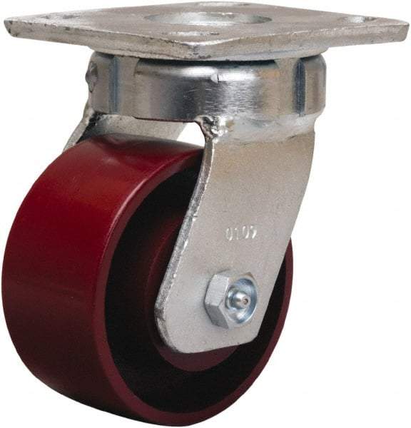 Hamilton - 4" Diam x 2" Wide x 5-5/8" OAH Top Plate Mount Swivel Caster - Cast Iron, 1,000 Lb Capacity, Sealed Precision Ball Bearing, 4 x 4-1/2" Plate - Apex Tool & Supply