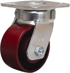 Hamilton - 4" Diam x 2" Wide x 5-5/8" OAH Top Plate Mount Swivel Caster - Cast Iron, 1,000 Lb Capacity, Sealed Precision Ball Bearing, 4 x 4-1/2" Plate - Apex Tool & Supply