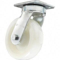 Hamilton - 6" Diam x 2" Wide x 7-1/2" OAH Top Plate Mount Swivel Caster - Nylon, 1,000 Lb Capacity, Sealed Precision Ball Bearing, 4 x 4-1/2" Plate - Apex Tool & Supply