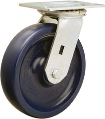 Hamilton - 8" Diam x 2" Wide x 9-1/2" OAH Top Plate Mount Swivel Caster - Polyurethane, 1,500 Lb Capacity, Sealed Precision Ball Bearing, 4-1/2 x 6-1/4" Plate - Apex Tool & Supply