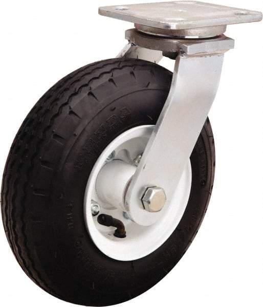 Hamilton - 8" Diam, Rubber Swivel Caster - 330 Lb Capacity, Top Plate Mount, 4" x 5" Plate, Precision Ball Bearing - Apex Tool & Supply