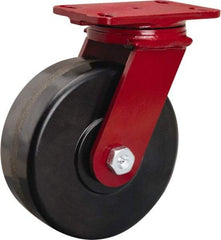 Hamilton - 8" Diam x 3" Wide x 10-1/8" OAH Top Plate Mount Swivel Caster - Phenolic, 2,200 Lb Capacity, Straight Roller Bearing, 4-1/2 x 6-1/2" Plate - Apex Tool & Supply
