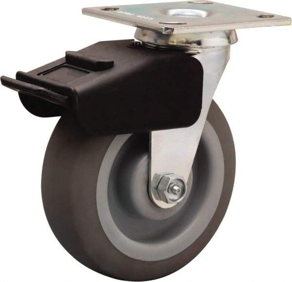 Hamilton - 6" Diam x 2" Wide x 7-1/2" OAH Top Plate Mount Swivel Caster - Rubber Mold on Polyolefin, 410 Lb Capacity, Straight Roller Bearing, 4 x 4-1/2" Plate - Apex Tool & Supply
