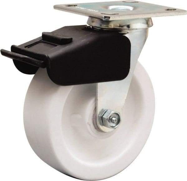 Hamilton - 6" Diam x 2" Wide x 7-1/2" OAH Top Plate Mount Swivel Caster - Polyolefin, 750 Lb Capacity, Delrin Bearing, 4 x 4-1/2" Plate - Apex Tool & Supply