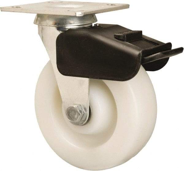 Hamilton - 6" Diam x 2" Wide x 7-1/2" OAH Top Plate Mount Swivel Caster - Nylon, 850 Lb Capacity, Precision Ball Bearing, 4 x 4-1/2" Plate - Apex Tool & Supply