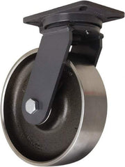 Hamilton - 10" Diam x 3" Wide x 12-1/2" OAH Top Plate Mount Swivel Caster - Forged Steel, 3,500 Lb Capacity, Sealed Precision Ball Bearing, 5-1/4 x 7-1/4" Plate - Apex Tool & Supply