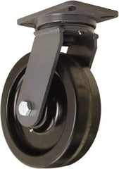 Hamilton - 10" Diam x 3" Wide x 12-1/2" OAH Top Plate Mount Swivel Caster - Phenolic, 2,900 Lb Capacity, Tapered Roller Bearing, 5-1/4 x 7-1/4" Plate - Apex Tool & Supply