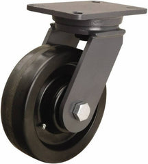 Hamilton - 8" Diam x 2-1/2" Wide x 10-1/2" OAH Top Plate Mount Swivel Caster - Phenolic, 2,000 Lb Capacity, Straight Roller Bearing, 5-1/4 x 7-1/4" Plate - Apex Tool & Supply