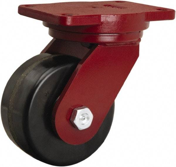 Hamilton - 6" Diam x 3" Wide x 8-1/2" OAH Top Plate Mount Swivel Caster - Phenolic, 2,000 Lb Capacity, Tapered Roller Bearing, 6-1/8 x 7-1/2" Plate - Apex Tool & Supply