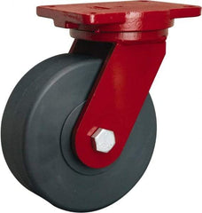 Hamilton - 8" Diam x 3" Wide x 10-1/2" OAH Top Plate Mount Swivel Caster - Nylon, 5,000 Lb Capacity, Sealed Precision Ball Bearing, 6-1/8 x 7-1/2" Plate - Apex Tool & Supply