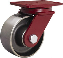 Hamilton - 6" Diam x 2-1/2" Wide x 7-1/2" OAH Top Plate Mount Swivel Caster - Forged Steel, 2,200 Lb Capacity, Precision Ball Bearing, 4-1/2 x 6-1/2" Plate - Apex Tool & Supply