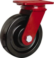 Hamilton - 8" Diam x 2-1/2" Wide x 10-1/8" OAH Top Plate Mount Swivel Caster - Phenolic, 2,000 Lb Capacity, Tapered Roller Bearing, 4-1/2 x 6-1/2" Plate - Apex Tool & Supply