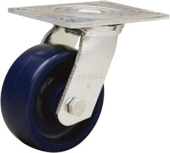 Hamilton - 5" Diam x 2" Wide x 6-1/2" OAH Top Plate Mount Swivel Caster - Polyurethane, 900 Lb Capacity, Sealed Precision Ball Bearing, 4-1/2 x 6-1/4" Plate - Apex Tool & Supply