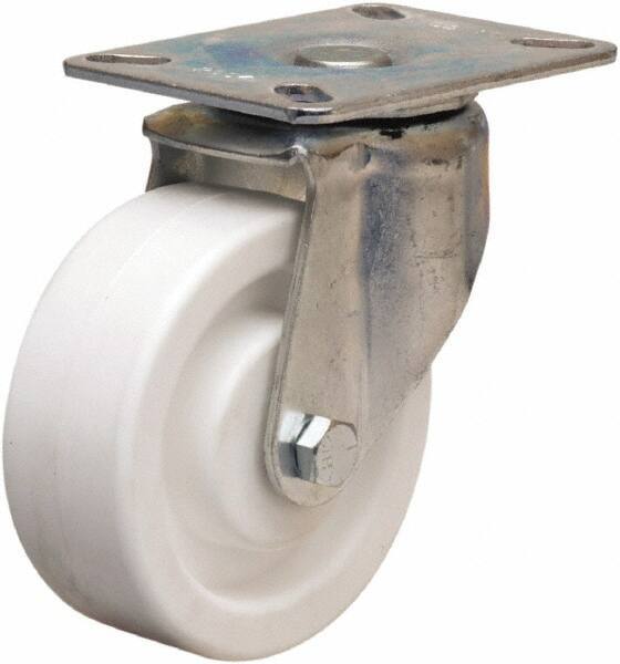 Hamilton - 4" Diam x 1-1/2" Wide x 5-1/16" OAH Top Plate Mount Swivel Caster - Polyolefin, 400 Lb Capacity, Plain Bore Bearing, 3-1/8 x 4-1/8" Plate - Apex Tool & Supply
