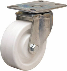 Hamilton - 4" Diam x 1-1/2" Wide x 5-1/16" OAH Top Plate Mount Swivel Caster - Polyolefin, 400 Lb Capacity, Plain Bore Bearing, 3-1/8 x 4-1/8" Plate - Apex Tool & Supply