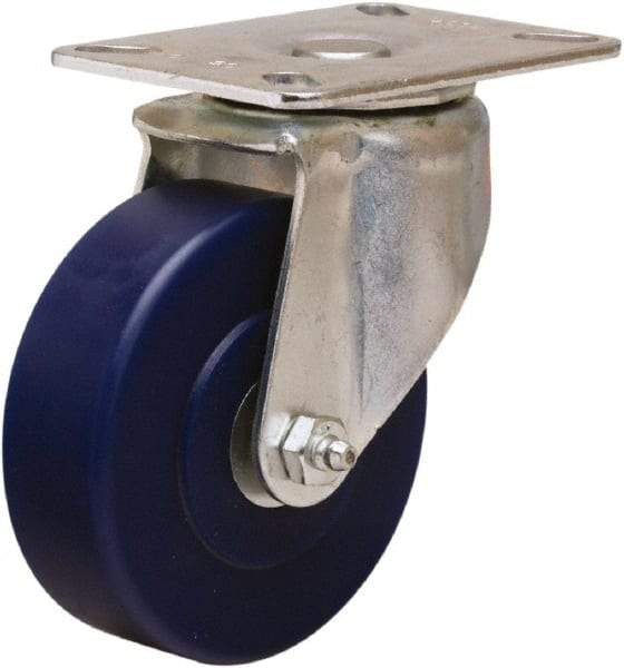 Hamilton - 4" Diam x 1-1/4" Wide x 5-1/16" OAH Top Plate Mount Swivel Caster - Polyurethane, 400 Lb Capacity, Straight Roller Bearing, 3-1/8 x 4-1/8" Plate - Apex Tool & Supply