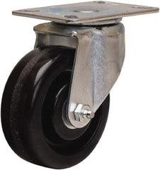 Hamilton - 4" Diam x 1-1/2" Wide x 5-1/16" OAH Top Plate Mount Swivel Caster - Phenolic, 375 Lb Capacity, Straight Roller Bearing, 3-1/8 x 4-1/8" Plate - Apex Tool & Supply
