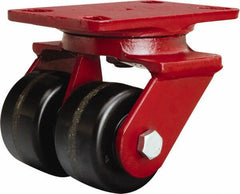 Hamilton - 3-1/4" Diam x 2" Wide x 5-1/4" OAH Top Plate Mount Swivel Caster - Phenolic, 1,400 Lb Capacity, Straight Roller Bearing, 4-1/2 x 6-1/2" Plate - Apex Tool & Supply