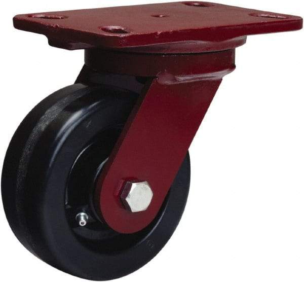 Hamilton - 5" Diam x 2" Wide x 6-3/4" OAH Top Plate Mount Swivel Caster - Phenolic, 1,000 Lb Capacity, Straight Roller Bearing, 4-1/2 x 6-1/2" Plate - Apex Tool & Supply