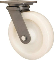 Hamilton - 5" Diam x 2" Wide x 6-3/4" OAH Top Plate Mount Swivel Caster - Nylon, Sealed Precision Ball Bearing, 4-1/2 x 6-1/2" Plate - Apex Tool & Supply